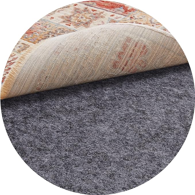 Veken 5 Ft Round Non Slip Cushioned Rug Pad Gripper, Felt and Silicone Backing, 1/8" Thick Carpet Liner for Hardwood Floors and Finishes, Under Area Rugs Anti Skid Mat, Keep Rugs Safe and in Place