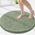 Smiry Luxury Chenille Round 24x24, Extra Soft and Absorbent Shaggy Bathroom Mat Rugs, Machine Washable, Non-Slip Plush Carpet for Tub, Shower, and Bath Room, Sage Green