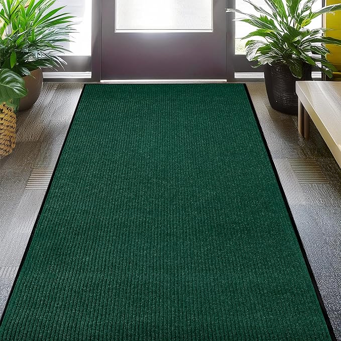 Durable Rubber Door Mat - Heavy Duty, Indoor/Outdoor, Easy Clean, Waterproof, Low-Profile Mat for Entry, Patio, Garage - Stylish (Green, 3 x 5 Feet)