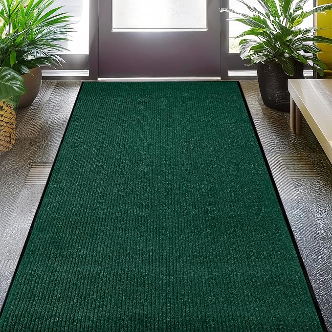 Durable Rubber Door Mat - Heavy Duty, Indoor/Outdoor, Easy Clean, Waterproof, Low-Profile Mat for Entry, Patio, Garage - Stylish (Green, 6' x 4' (Mud Trapper))