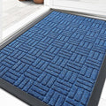 OLANLY Front Door Mat Outside Entrance 33x21, Absorbent, Heavy Duty Sturdy Natural Rubber Doormat Indoor Outdoor, Non-Slip, Stain and Fade Resistant, Low Profile Floor Mat for Entryway, Ocean Blue