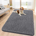 Smiry Dog Door Mat for Muddy Paws 59x35, Absorbent Dirt Trapper, Non-Slip Washable Chenille Entryway Rug for Inside Floor, Dark Grey, Classic Solid