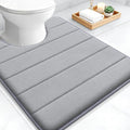OLANLY Memory Foam Toilet Rugs U Shaped 24x20, Super Soft Absorbent Contour Bath Rugs, Quick Dry, Machine Washable Toilet Mat, Bathmat Floor Carpet, Bathroom Home Decor Accessories, Grey