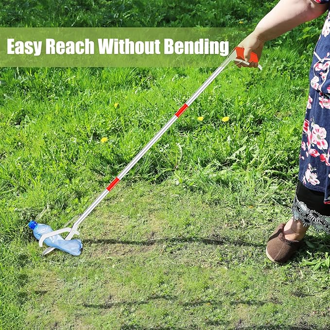 50" Foldable Grabber Reacher Tool, Extra Long 3 Fold Reaching Aid for Seniors, Heavy-Duty Trash Picker Upper & Litter Pickup Tool for Home & Garden