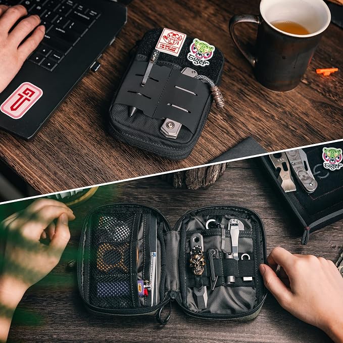 TACTICAL GEEK Block E2.0 EDC Compact Waist Pocket Pouch, Multi-Purpose Molle EDC Pouch Gadget Organizer, Multi-Purpose Molle Tool Pouch for Multitools, Nylon Daily Utility Tool Organizer Bag Black