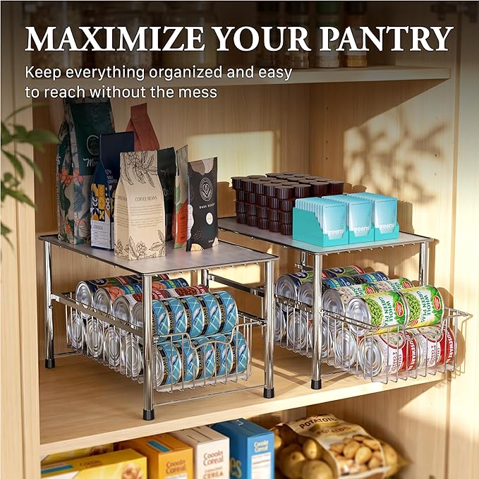 Simple Houseware Chrome Metal Stackable Storage Rack, 16.75 in L x 10.8 in W x 10.25 in H