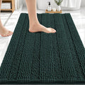 OLANLY Thick Bathroom Rugs 30x20, Extra Absorbent Chenille Striped Bath Rugs, Rubber Backing, Machine Wash Dry, Bath Mats for Bathroom Floor, Tub and Shower, Home Decor Accessories, Blackish Green