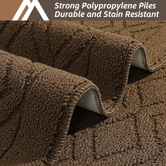 COSY HOMEER-Kitchen-Rugs-and-Mats 20"x32" Non Slip Kitchen Mats for Floor Absorbent Kitchen Rug Washable Kitchen Standing Floor Mat for Sink Mat,Throw Rug,Entry,Laundry,Brown