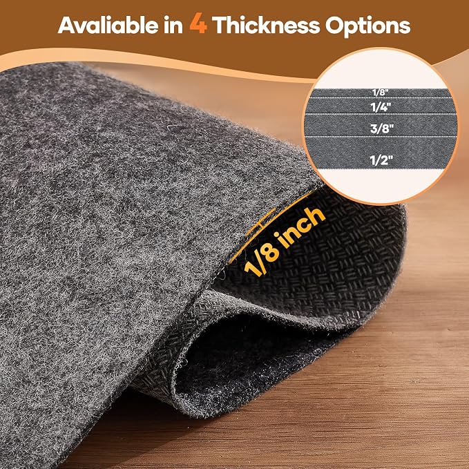 Veken Non Slip Cushioned Rug Pad Gripper 6 x 9 Ft, Felt and Silicone Backing, 1/8 inch Thick Carpet Liner for Hardwood Floors and Finishes, Under Area Rugs Anti Skid Mat, Keep Rugs Safe and in Place