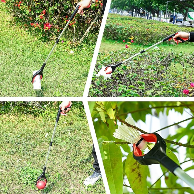 Grabber Reacher Tool,32 Inch Extra Long Foldable Pick Up Stick with Strong Grip Magnetic,360°Rotating Anti-Slip Jaw,Trash Claw Grabber Tool,Trash Picker Tool for Outdoor & Indoor(Red)