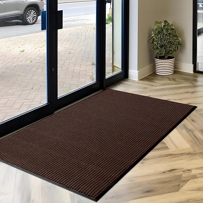 MaxMat® Extra Large Commercial Floor Mat, 3 x 5 Feet Heavy Duty, Waterproof, Low-Profile, Easy to Clean, Rubber Entry Mat (Brown, 3 x 5 Feet)