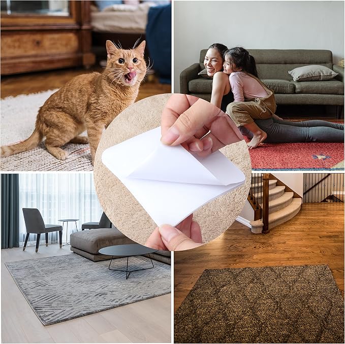 10pack Grippers for Hardwood Floors, Non Slip Carpet Tape to Keep Area Rugs in Place