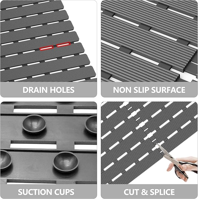 MBOSS Bathtub Mat Non Slip,Super Soft Bath Mat for Tub 24 X 24 Inch,Shower Mat with Suction Cups and Drain Holes,Non Slip Bathtub Mat for Elderly