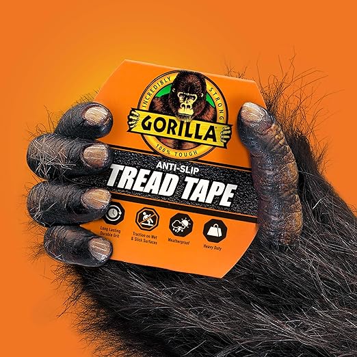 Gorilla Anti-Slip Tread Tape, 2" x 10' Roll, Black, (Pack of 1)