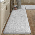 PureCozy Kitchen Mats 2PCS Anti Fatigue Cushioned Mat Gray Vintage Kitchen Mats for Floor Waterproof Non Slip Comfort Standing Grey Retro Floral Rug for Sink Laundry Office 17.3"x59"+17.3"x30"