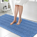 OLANLY Thick Bathroom Runner Rugs 59x24, Absorbent Chenille Striped Bath Rugs, Rubber Backing, Machine Wash, Extra Long Bath Mats for Bathroom, Tub and Shower, Home Decor Accessories, Cornflower Blue