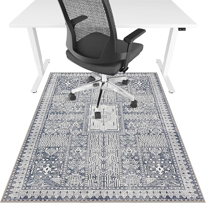 Office Chair Mat for Hardwood Floor & Tile Floor,36"X 48" Heavy Duty Desk Chair Mat for Hard Floors, Under Desk Rug for Rolling Computer Chair,Anti Slip,Low Pile Carpet Floor Protector-Grey