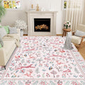 DUKINO 8x10 Rug, Washable Animal Living Room Rug with Non Slip Vintage Design, Soft Low Pile Large Carpet for Bedroom, Nursery, Dining Room, Farmhouse, Playroom, Pink