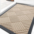 OLANLY Front Door Mat Outside Entrance 29.5x17, Absorbent, Heavy Duty Sturdy Natural Rubber Doormat Indoor Outdoor, Stain Fade Resistant, Non-Slip Low Profile Floor Mat Entryway, Latte White Diamond