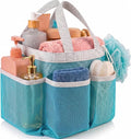 Handy Laundry Mesh Shower Caddy - 7 Pocket Portable Bathroom Organizer Tote for Travel, Gym & Dorm - Collapsible Small Shower Caddy Bag to Hold Toiletries & Essentials (Blue)