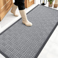 OLANLY Front Door Mat Outside Entrance 59x23, Absorbent, Heavy Duty Sturdy Natural Rubber Doormat Indoor Outdoor, Non-Slip, Stain and Fade Resistant, Low Profile Floor Mat for Entryway, Charcoal Gray