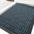 OLANLY Front Door Mat Outside Entrance 33x21, Absorbent, Heavy Duty Sturdy Natural Rubber Doormat Indoor Outdoor, Non-Slip, Stain and Fade Resistant, Low Profile Floor Mat for Entryway, Lake Blue