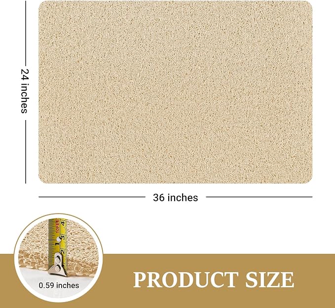 LuxStep Shower Mat Bathtub Mat,24x36 inch, Non-Slip Bath Mat with Drain, Quick Drying PVC Loofah Bathmat for Tub,Shower,Bathroom,Khaki