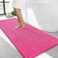 OLANLY Thick Bathroom Runner Rugs 44x24, Extra Soft Absorbent Chenille Bath Rugs, Rubber Backing, Machine Wash Dry, Long Bath Mats for Bathroom Floor, Tub and Shower, Home Decor Accessories, Hot Pink