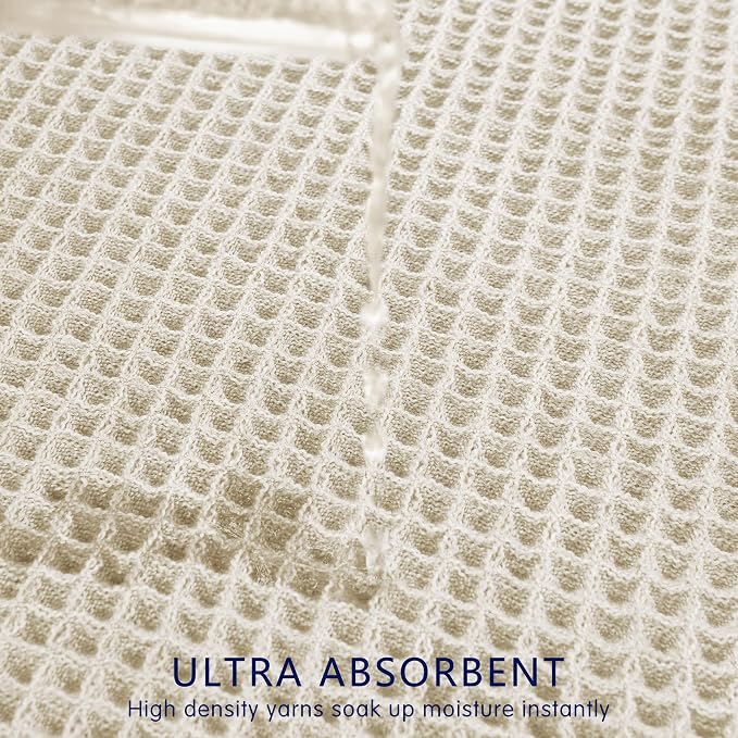 SUBRTEX Waffle Braided Bath Mat, 20" x 32" Soft Waffle Bath Rugs, Absorbent Non Slip Bathrooom Mats, Machine Washable Area Rug for Bathroom, Quick Dry, White