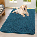 Smiry Dog Door Mat for Muddy Paws 40x32, Absorbent Dirt Trapper, Non-Slip Washable Chenille Entryway Rug for Inside Floor, Atlantic Blue, Classic Solid