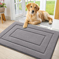 Smiry Dog Door Mat for Muddy Paws, Absorbs Moisture and Dirt, Low-Profile Entryway Mat with Non-Slip Backing, Entry Indoor Outdoor Doormat for Inside Floor (30x20 Inches, Grey, Bordered)