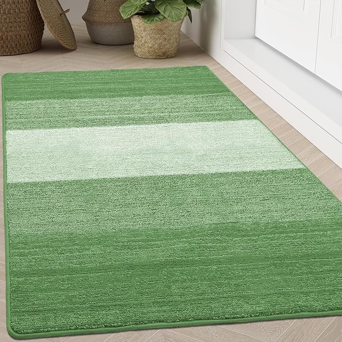Kitinjoy Indoor Outdoor Door Mat, 71x47 Non-Slip Absorbent Dirt Trapper, Low-Profile Washable Inside Entrance Front Floor Mat, Sturdy Soft Entry Doormats for Entryway, Sage Green
