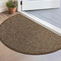 BEQHAUSE Dirt Trapper Door Mat 17" x 30" Half Circle Non-Slip Washable Doormats Entrance Rugs Absorbent Welcome Low Profile Floor Mats for Front Back Door and Entryway, Brown