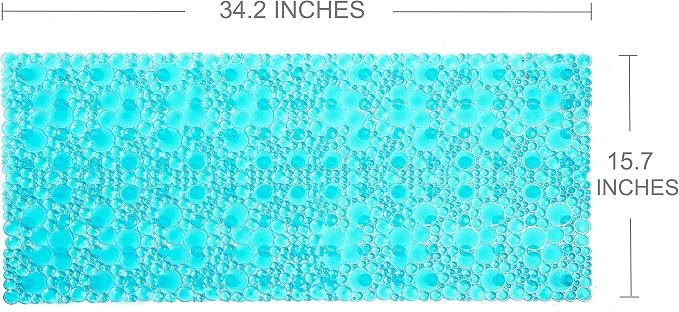 Extra Long Pebble Bath Tub Shower Mat 34.2 x 15.7, Bathmat Non-Slip with Suction Cups, Machine Washable, Bathroom Mats, Smooth/Non-Textured Surface Only (34.2" x 15.7", Transparent Green)