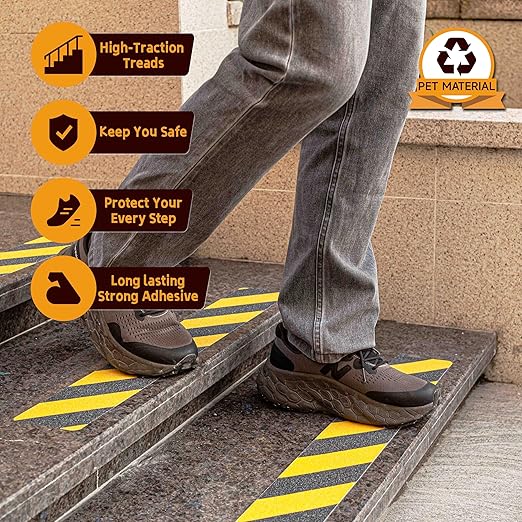 LifeGrip Anti Slip Traction Tape, 4 Inch x 40 Foot, Best Grip, Friction, Abrasive Adhesive for Stairs, Tread Step, Indoor, Outdoor, Caution Yellow/Black(4" X 40' Tape)