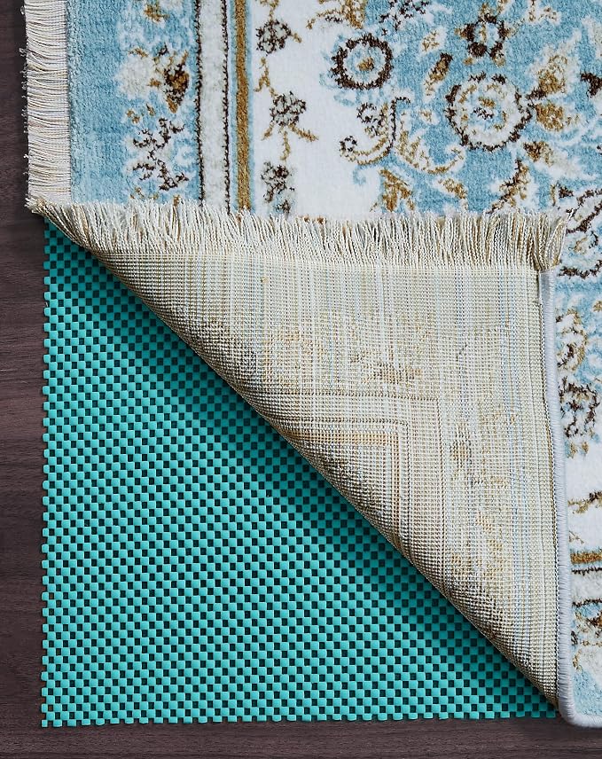 Veken 8x10 Ft Rug Pad Gripper for Hardwood Floors, Non Slip Cyan Rug Pads for Area Rugs, Thick Rug Grippers for Tile Floors, Under Carpet Anti Skid Mat, Keep Your Rugs Safe and in Place