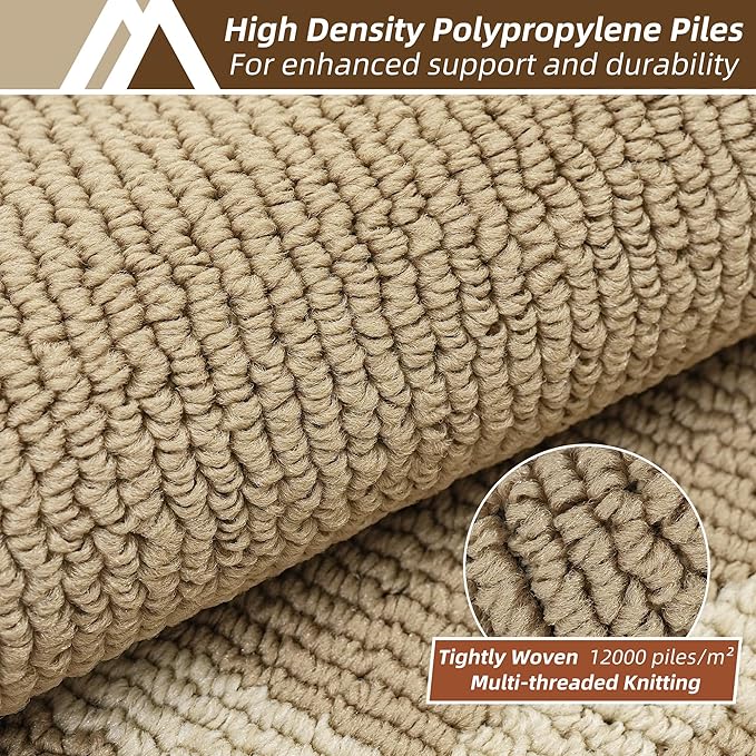 COSY HOMEER Kitchen Rugs Sets 2PCS,Non-Slip Washable Kitchen Mats for Floor,Absorbent and Stain Resistant Kitchen Runner Rugs for Kitchen Sink Laundry Entryway,24"x35"+24"x60",Beige