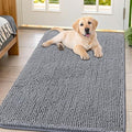 Smiry Dog Door Mat for Muddy Paws 54x32, Absorbent Dirt Trapper, Non-Slip Washable Chenille Entryway Rug for Inside Floor, Grey, Classic Solid
