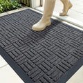 OLANLY Front Door Mat Outside Entrance 35x23, Absorbent, Heavy Duty Sturdy Natural Rubber Doormat Indoor Outdoor, Non-Slip, Stain and Fade Resistant, Low Profile Floor Mat for Entryway, Black Gray
