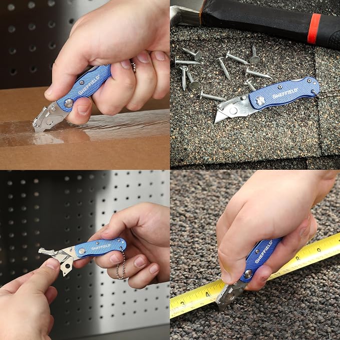 Sheffield Mini Box Cutter, Mini Utility Knife Aluminum Handle, Accepts Mini Utility Blades, Keychain Knife for Home, Office, Trades, and Warehouse