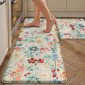 PureCozy Kitchen Mats 2PCS Anti Fatigue Cushioned Mat Non Slip Floral Boho Kitchen Mats for Floor Waterproof Comfort Standing Beige Rug for Sink Laundry Office Desk 17.3"x47"+17.3"x30"