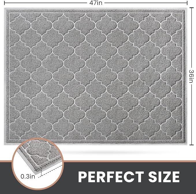 LuxStep Door Mat Large 36X47 Inch Indoor Outdoor Doormat, Non-Slip Low-Profile Design Floor Mat, Front Door Welcome Mat for Entryway,Patio,Garage, Light Grey