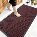 OLANLY Front Door Mat Outside Entrance 47x23, Absorbent, Heavy Duty Sturdy Natural Rubber Doormat Indoor Outdoor, Non-Slip, Stain and Fade Resistant, Low Profile Floor Mat for Entryway, Burgundy