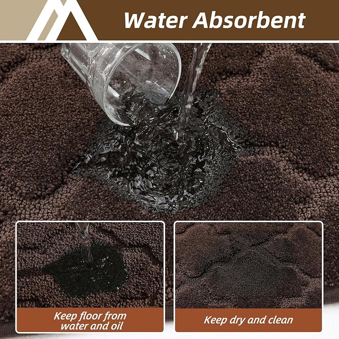 COSY HOMEER Kitchen Rugs 20" x 32" Washable Non Slip Kitchen Mats for Floor Absorbent Kitchen Carpet Soft Rugs for Kitchen,Sink Mat,Entrance,Area Rugs,Brown