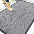 OLANLY Front Door Mat Outside Entrance 47x32, Absorbent, Heavy Duty Sturdy Natural Rubber Doormat Indoor Outdoor, Non-Slip, Stain and Fade Resistant, Low Profile Floor Mat for Entryway, Charcoal Gray