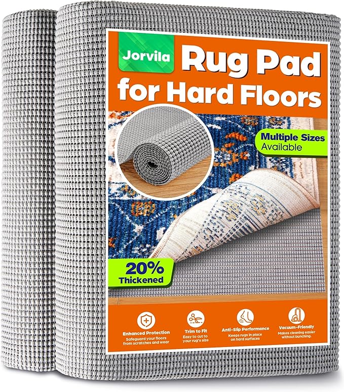 Jorvila Non-Slip Rug Pad Gripper 2x8 Feet, Anti Skid Mat for Kitchen Hallway Runner Rug, Keep Rugs in Position and Safe, Thick Cushioned Carpet Pad for Hardwood Floors Protection