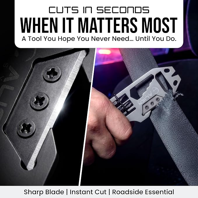 EDC Pry Bar Multitool – 10-in-1 EDC Pry Tool – Pocket Pry Bar, Bottle Opener, Ratchet Wrench, Screwdriver Set, Box Opener, Seatbelt Cutter, Hex Wrench (2.9oz) - Carabiner Multitool