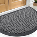 OLANLY Half Circle Door Mat Outside Entrance 29.5x17, Absorbent, Heavy Duty Sturdy Natural Rubber Doormat Indoor Outdoor, Fade Resistant, Non-Slip Backing Low Profile Floor Mat for Entryway, Grey