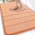 OLANLY Memory Foam Bath Mat 30x20, Super Soft Absorbent Bathroom Rugs, Quick Dry, Machine Washable Shower Floor Rugs, Bathmat Carpet, Bathroom Home Decor Accessories, Peach