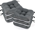 BETU Chair Cushions for Dining Chairs Set of 6,3.5" Thick Kitchen Table Chair Pads with Ties,Non Slip Backing and Covers, Seat Cushion for Dining Room,Bar,Patio Chairs,15.5"X15.5"X3.5",Dark Grey